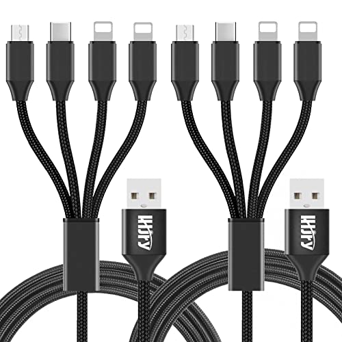 Travel Essentials, 4 in 1 Multi Charging Cable 2Pack 6.6ft Multiple Charger Cord USB A to USB C/Micro USB Connector for Cell Phone/Tablets/Galaxy/Pads and More