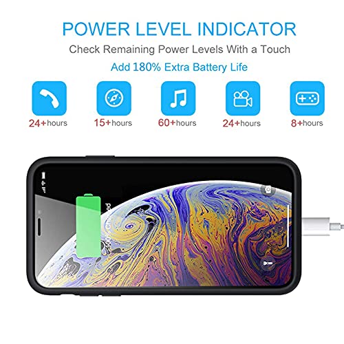 Battery Case for iPhone Xs Max, 10000mAh Slim Portable Protective Charging Case Compatible with XS Max (6.5 inch) with Carplay Extended Rechargeable Extended Battery Pack Charger Case (Black)
