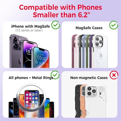 for MagSafe Wallet with Stand Grip, 5 Card Holder for iPhone - color: Lavender