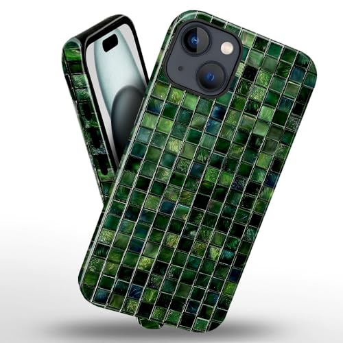 DJSOK Compatible with iPhone 13,Glossy PC Anti-Scratch Shockproof Case - Aesthetic Toned Tiles Green Glass - color: Aesthetic Toned Tiles Green Glass, size: iPhone 13