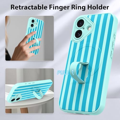 KANGHAR Compatible with iPhone 16 Case Stripes -Blue - color: Blue-Stripes, size: iPhone 16