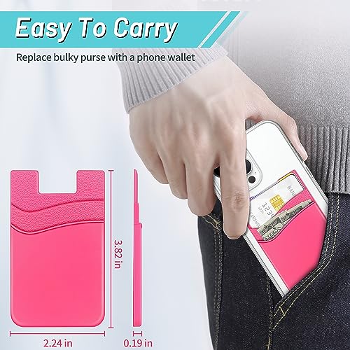SHANSHUI Phone Wallet Stick on, Card Holder for Back of Phone Double Silicone Credit Business Card Sleeve Pocket Compatible for iPhone, Samsung Galaxy and Every Smartphones (MultiColors-5pcs) - color: Light-blue+Black+White+Grey+Red