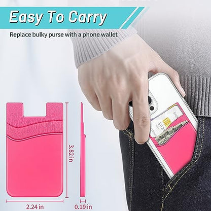 SHANSHUI Phone Wallet Stick on, Card Holder for Back of Phone Double Silicone Credit Business Card Sleeve Pocket Compatible for iPhone, Samsung Galaxy and Every Smartphones (MultiColors-5pcs) - color: Light-blue+Black+White+Grey+Red