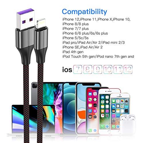Short iPhone Charger [MFi Certified], 3 Pack 1 feet Short Lightning Cable & Data Sync Fast 1 Foot iPhone Cord Compatible with iPhone Xs max/xr/x/8/8 Plus/7/7 Plus/6/6s Plus/5s/5,iPad (Black)