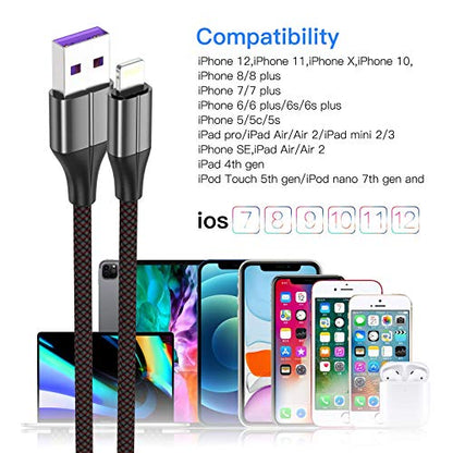 Short iPhone Charger [MFi Certified], 3 Pack 1 feet Short Lightning Cable & Data Sync Fast 1 Foot iPhone Cord Compatible with iPhone Xs max/xr/x/8/8 Plus/7/7 Plus/6/6s Plus/5s/5,iPad (Black)