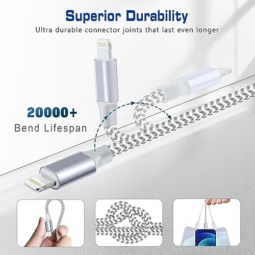 [Apple MFi Certified] Short iPhone Charger 1ft 2Pack,USB A to Lightning - color: silver, size: 2Pack-1FT