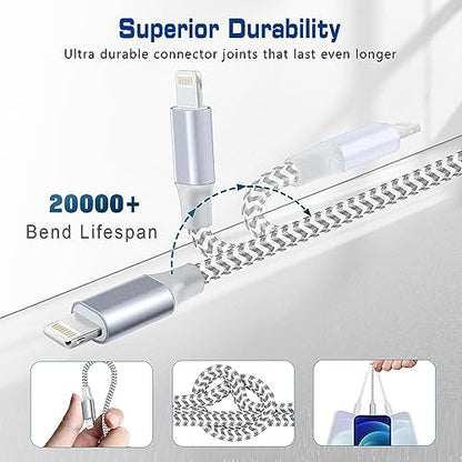 [Apple MFi Certified] Short iPhone Charger 1ft 2Pack,USB A to Lightning - color: silver, size: 2Pack-1FT
