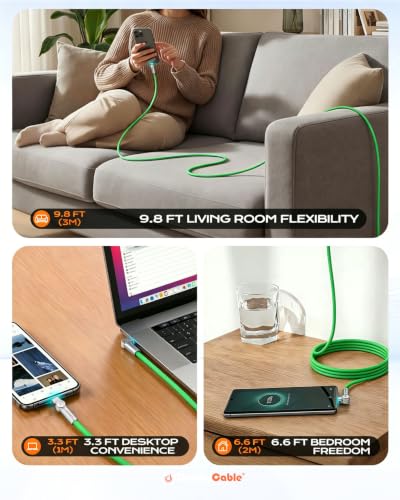 chubbycable RotateX 240W 180° Rotating USB C to USB C Cable, Green, 3.3ft - color: Green, size: 3.3ft (1m)