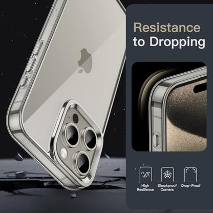 JETech Case for iPhone 15 Pro 6.1-Inch, Non-Yellowing Shockproof Phone Bumper Cover, Anti-Scratch Clear Back (Natural Titanium) - color: Natural Titanium, size: iPhone 15 Pro
