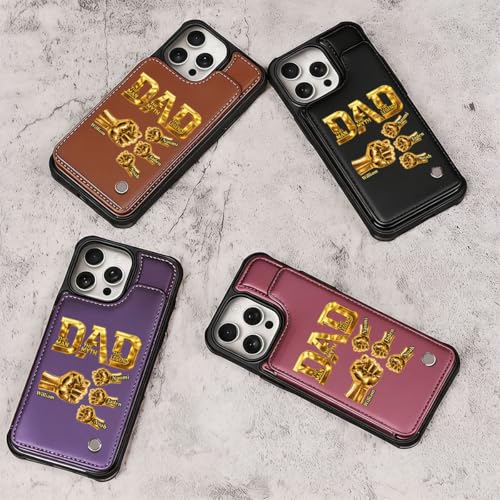 Dad The Man The Myth The Legend - Personalized Leather Flip Wallet Phone Case Custom Smartphone Cover Protective Shell Unique Present for Men Multicolor