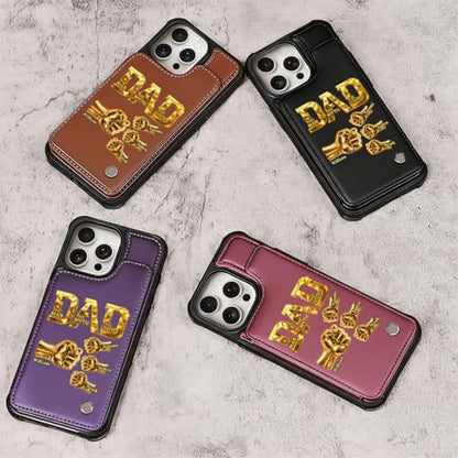 Dad The Man The Myth The Legend - Personalized Leather Flip Wallet Phone Case Custom Smartphone Cover Protective Shell Unique Present for Men Multicolor