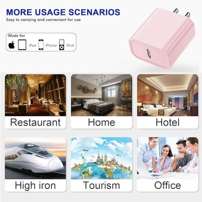 3Pack iPhone 17/16/15 Charge Block, USB C Charger,Pink Charger Adapter Plug - color: Pink