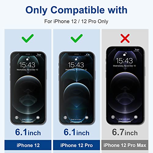 ImpactStrong 3-Pack Shatterproof Tempered Glass Screen Protector for iPhone 12 / iPhone 12 Pro [Easy Installation Frame] [Bubble Free] [9H Hardness] [Full Coverage] Case Friendly, 6.1 Inch - size: iPhone 12/12 Pro