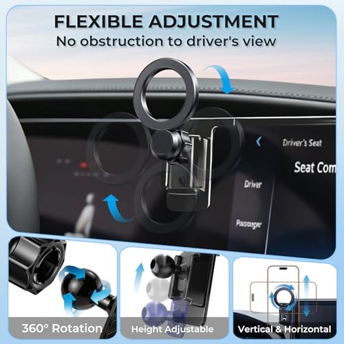 Car Phone Holder for BMW 7 Series & i7 2026 2025 2024 2023 (Only for 14.9-Inch Screen) 360° Rotation Magnetic Cell Phone Mount, Compatible with Magsafe, Does Not Affect Air Vent - size: Fit for 2023-2026 i7/7 Series, 14.9-Inch