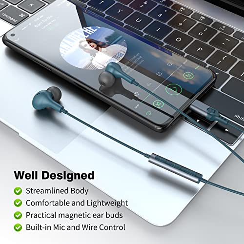 USB C Headphones for iPhone 18 Pro Max 17 16 15/Galaxy S26 FE Wired Earbuds - color: Lake-Blue