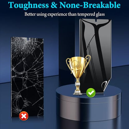 LYWHL for Samsung Galaxy S24 Ultra Privacy Screen Protector, Fingerprint Unlock & Sensitive Touch, 2 Pack Anti-Spy Flexible Film + 1 Set Individual Aluminum Metal Camera Lens Protector - Black - size: Samsung Galaxy S24 Ultra