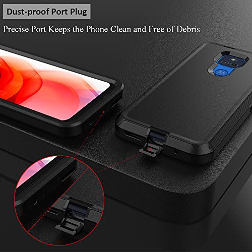 TENCO Compatible with Moto G Play 2021 Case with Screen Protectors Heavy Duty Rugged Shockproof Full Body Protection Kickstand Case with Belt Clip Holster Black Motorola Moto G Play 2021 6.5in
