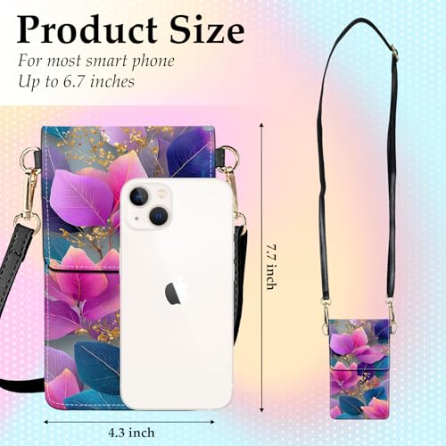 Small Crossbody Bags for Women Touchscreen Cell Phone Bag Cross Body Purses with adjustable Strap,Gifts For Teenage Girls - color: Vibrant Abstract Floral