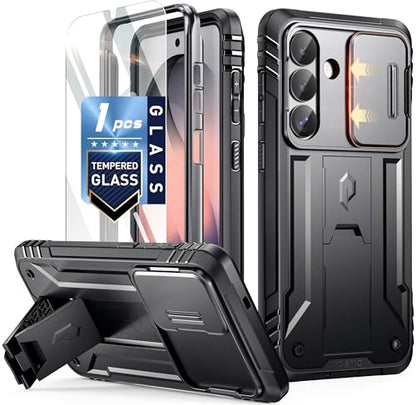 Poetic Revolution Case for Samsung Galaxy S26 Plus, [Slide Camera Cover], [20FT Mil-Grade Drop Tested], Full-Body Military Grade Rugged Dual-Layer Shockproof Cover with Kickstand, Black - color: Black, size: Galaxy S26 Plus