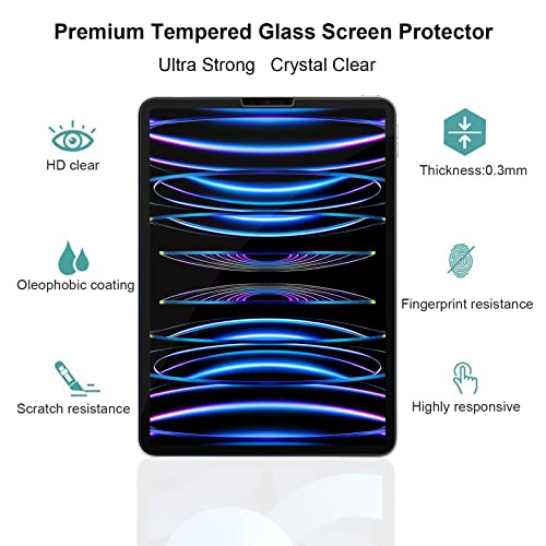 Gerutek 2-Pack Screen Protector for iPad Pro 11 inch (2022/2021/2020/2018),Tempered Glass iPad Air 5th /Air 4th Gen [Bubble-Free][Ultra Clear] [Anti Scratch] Compatible with Face ID/Apple Pencil - size: ipad air 5/air 4/iPad pro 11