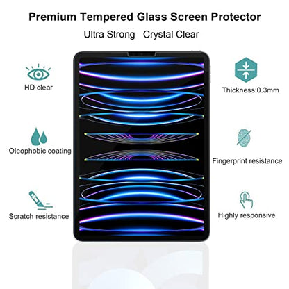 Gerutek 2-Pack Screen Protector for iPad Pro 11 inch (2022/2021/2020/2018),Tempered Glass iPad Air 5th /Air 4th Gen [Bubble-Free][Ultra Clear] [Anti Scratch] Compatible with Face ID/Apple Pencil - size: ipad air 5/air 4/iPad pro 11