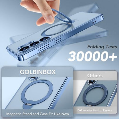 GolbinBox Magnetic for Samsung Galaxy S26 Ultra Case with 360° Spin Stand,[Compatible with MagSafe][Military Drop Protection] Shockproof Phone Cover for AI Galaxy S26 Ultra with Kickstand(Blue/Clear) - color: Blue/Clear