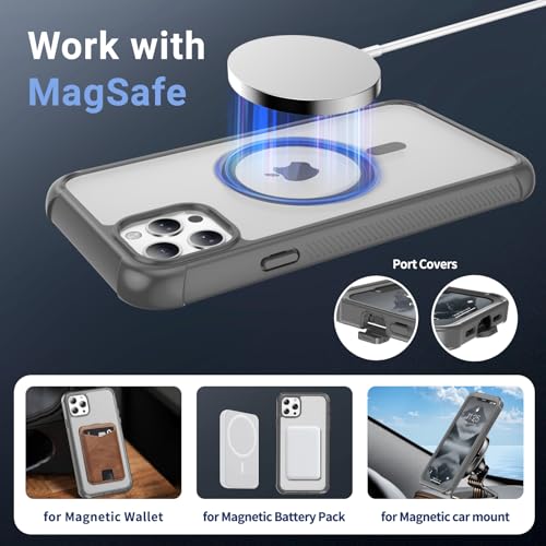 jaroco Magnetic for iPhone 11 Pro Max Case Heavy Duty Protection Gray | Compatible with MagSafe,Military Grade Drop Protection,Translucent Matte,Non-Slip,Shockproof 2-Layer Durable Bumper Case - color: Gray, size: iPhone 11 Pro Max