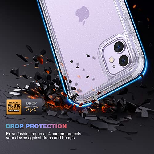 Diaclara Compatible with iPhone 11 Case, Full Body Rugged with Built-in Touch Sensitive Anti-Scratch Screen Protector, Soft TPU Bumper Case Clear Compatible with iPhone 11 6.1" (Clear Glitter) - color: Clear Glitter, size: iPhone 11