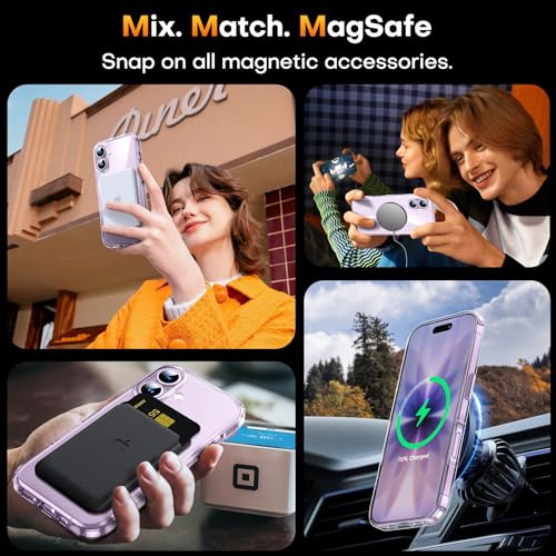 TAURI for iPhone 17 Case, Compatible with MagSafe, with Screen Protector, Anti-Yellowing Military-Grade Protection, Shockproof Slim Magnetic Case for iPhone 17, Clear - color: A-Magnetic Clear
