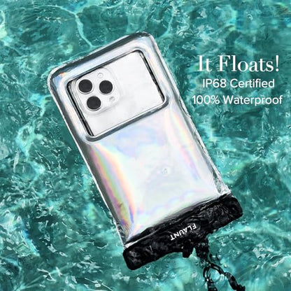 FLAUNT IP68 Waterproof Phone Pouch with Crossbody Lanyard - Holographic | Large Stylish Touchscreen Floating Waterproof Phone Case - Fits All Phones and Cases - Beach Cruise Ship Travel Essentials - color: Holographic