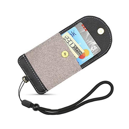 Cell Phone Wallet for Back of Phone with Wrist Strap, Stick On Wallet Credit Card ID Holder with RFID Protection Compatible with iPhone, Galaxy & Most Smartphones and Cases - color: Lavender