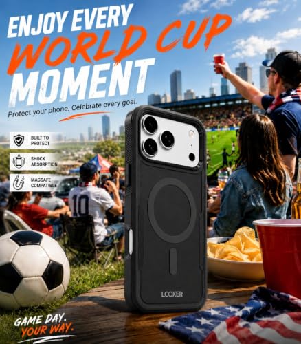 LOOXER® Heavy Duty Rugged Magnetic Case for iPhone 17 Pro (6.3”) | Military Grade Shockproof Protection,MagSafe Compatible+ Tempered Glass Included (Black, 17 Pro) - color: Black, size: 17 Pro