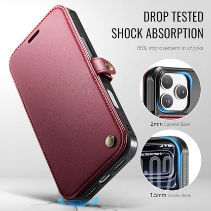 for iPhone 17 Pro Case Wallet Compatible with Magsafe, Wine Red - color: Wine Red, size: iPhone 17 Pro - 6.3"
