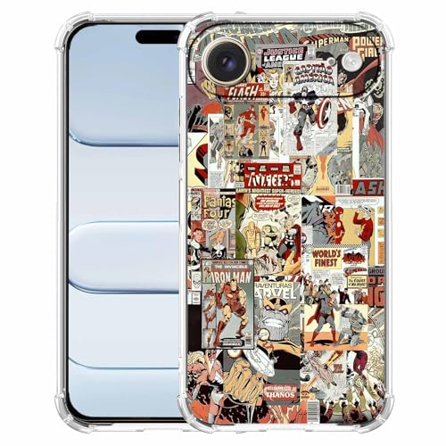 Case for iPhone Air with Superhero Design,Cartoon Comic Pop Culture Art Collage,Clear Soft TPU Bumper Phone Cover,6.5"(Hero,17Air) - color: Hero, size: iPhone Air