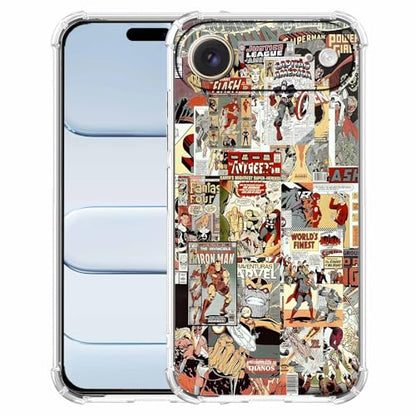 Case for iPhone Air with Superhero Design,Cartoon Comic Pop Culture Art Collage,Clear Soft TPU Bumper Phone Cover,6.5"(Hero,17Air) - color: Hero, size: iPhone Air