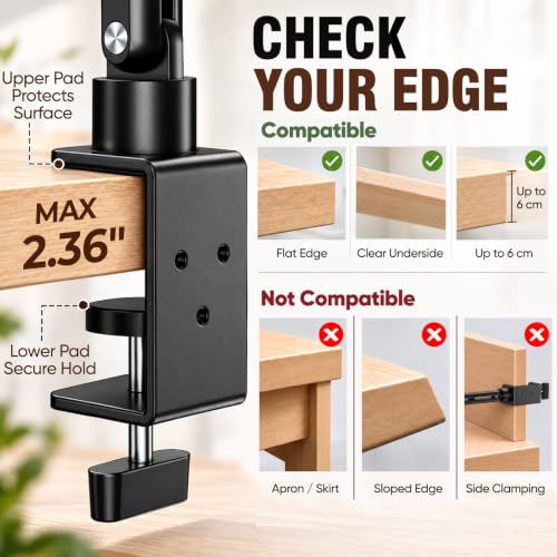 Urmust Portable Monitor Stand 15.6", iPad Stand for Desk - size: 3 Arm Pro-Up to 18.5" Black