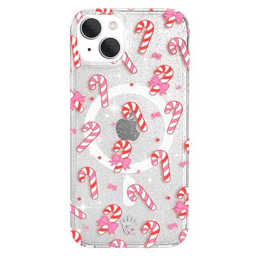 VELVET CAVIAR Christmas Phone Case for iPhone 15 - Compatible with MagSafe - 10ft Drop Tested - Holiday Peppermint Glitter Winter Theme - color: Peppermint Princess, size: 15