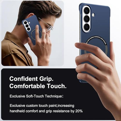 Frameless Slim Case for Samsung Galaxy S26 Plus, Silky Touch, Hard PC Matte Back, Exposed Sides Compatible with Mag-Safe, Anti-Scratch Shockproof Protective Cover for Samsung S26 Plus 5G (Blue) - color: Blue
