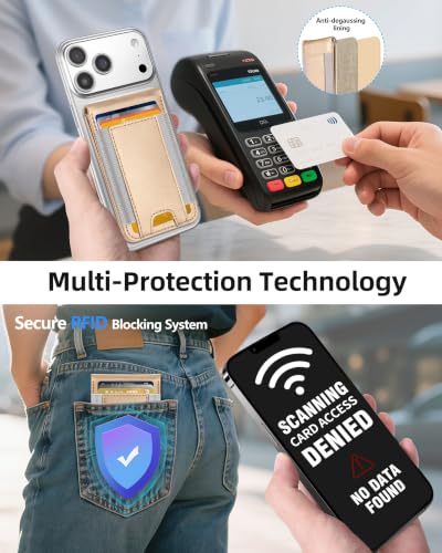 for MagSafe Wallet with Money Clip, ID Window & 8 Card Holder | Stronger Magnetic Wallet for iPhone 17/16/15/14/13/12 Series, RFID Blocking, for iPhone Wallet with Adjustable Stand - color: Gold