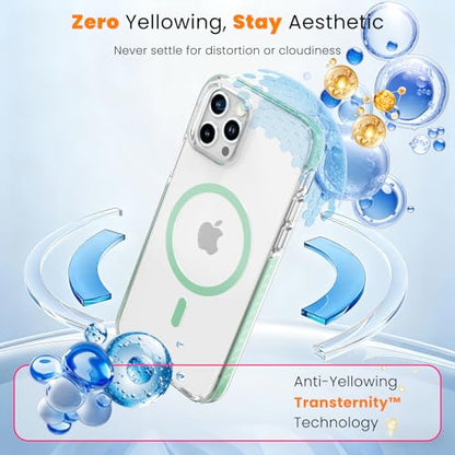 DEERLAMN Magnetic Clear Case for iPhone 12/iPhone 12 Pro 6.1-Inch, [Compatible with Magsafe][Anti-Yellowing] Transparent Slim Shockproof Protective Phone Cover, Green - color: Green, size: iPhone 12/12 Pro-6.1 Inch