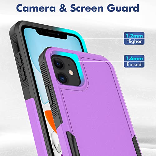 Jeylly for iPhone 11 Case with Tempered Glass Screen Protector [2 Pack] Dual Layer Anti Drop Non Slip Heavy Duty Full Body Shockproof Protective Phone Case for iPhone 11, Purple | Dual Layer Anti Drop Non Slip Heavy Duty Full Body Shockproof Protective Ph