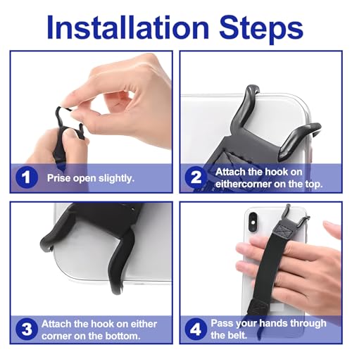 5 Pieces Hand Strap Holder for Phone, Universal High Elasticity Handle Grip, Security Finger Handle Bands Accessories for 5.2-6.9 Inch Smartphones（Black） - color: Black