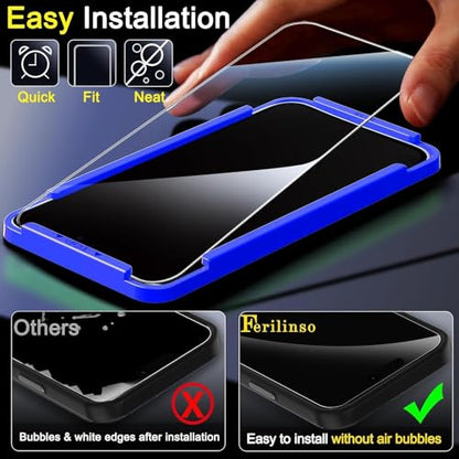 Ferilinso Screen Protector for iPhone 15, Tempered Glass, Case Friendly - size: iPhone 15-6.1 INCH