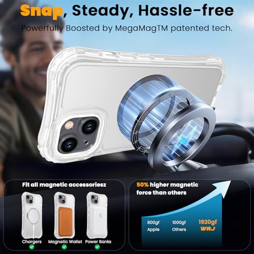 WRJ Magnetic Matte for iPhone 13 Case,iPhone 14 Case,[Compatible with MagSafe][Military Grade Drop Protection] Translucent Anti-Fingerprint Full Body Shockproof Phone Case-Clear - color: Clear, style: Matte