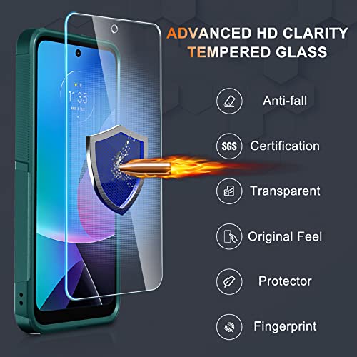 for Motorola Moto G Power 5G 2024 Case, Full Body Heavy Duty Rugged Shockproof Protective Phone Cover with Lanyard Strap, Tempered Glass Screen Protector,Dark Green | with Tempered Glass Screen Protector+Lanyard Strap,Rugged Shockproof Protective Phone Ca