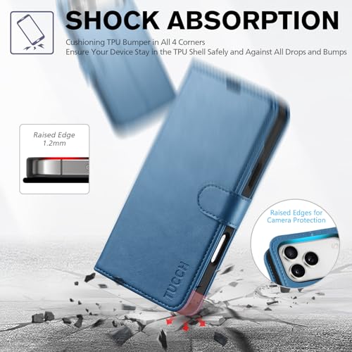 TUCCH Wallet Case for iPhone 17 Pro Max (6.9") 2025, Flip Stand, Light Blue | RFID Blocking, 4 Card Holders, Kickstand, PU Leather, Shockproof TPU Shell, Magnetic Closure, Protective Folio Cover - color: Light Blue