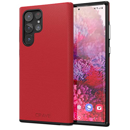 Crave Galaxy S22 Ultra Case, Shockproof Protection Dual Layer Case for Samsung Galaxy S22 Ultra 5G (6.8 inch) - Red - color: Red, size: Galaxy S22 Ultra