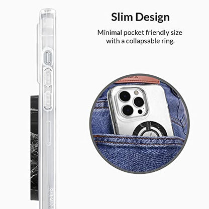 VELVET CAVIAR Compatible with MagSafe Phone Grip - Magnetic Ring Holder with Adjustable Stand - Removable MagSafe Accessories for iPhone 16, 15, 14, 13, 12 (Black Marble) - color: Black Marble