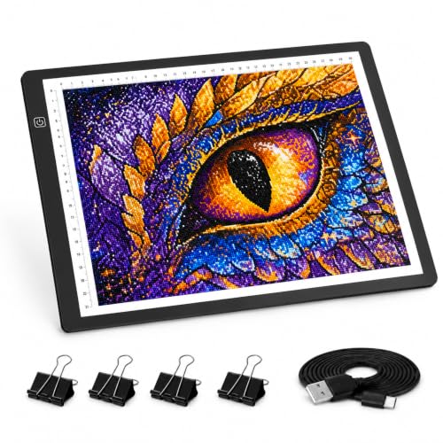 Premium A3 LED Tracing Light Pad for Diamond Art Painting - 3-Level Adjustable Brightness, No Mesh No Dot Technology, Ultra-Thin USB Powered Light Box for Sketching, Weeding Vinyl, Drawing, Design - size: A3 Premium