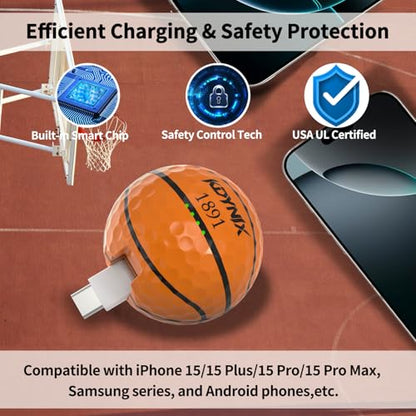 Mini Portable Charger USB C Power Bank 2000mAh Phone Charger Battery Pack Compatible with iPhone 17/17 Air/17 Pro/17 Pro Max/16/16 Plus/16 Pro/16 Pro Max/15 Series, Galaxy Series, Android etc - color: Basketball